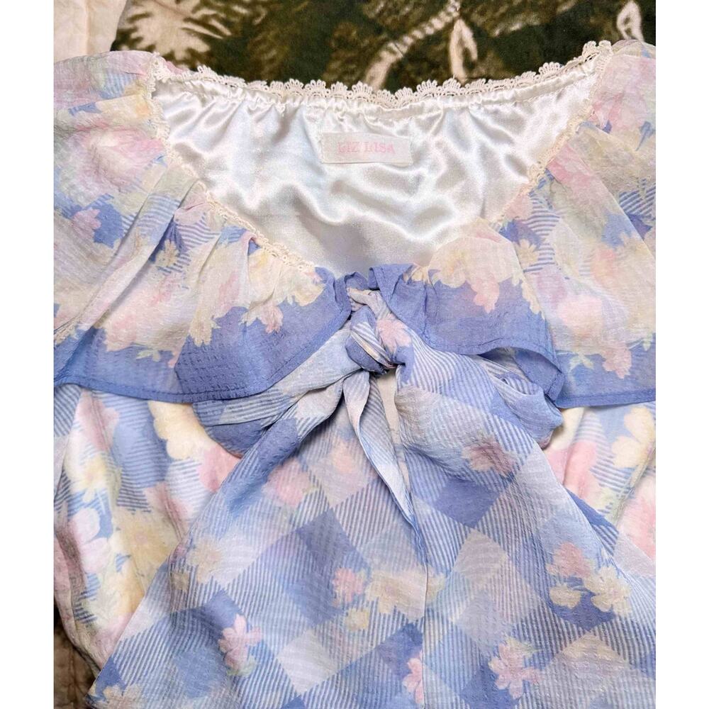 Liz Lisa Gingham x Floral Ribbon Bow Dress Jfashion Gyaru Coquette Fairycore - Picture 14 of 16